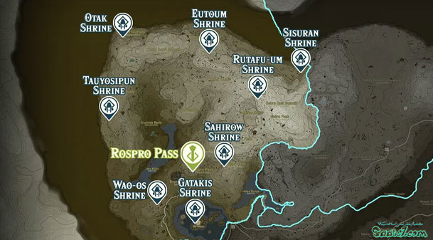 راهنمای Shrineهای بازی Zelda: TotK منطقه Rospro Pass