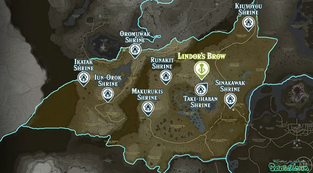 راهنمای Shrineهای بازی Zelda: TotK منطقه Lindor's Brow